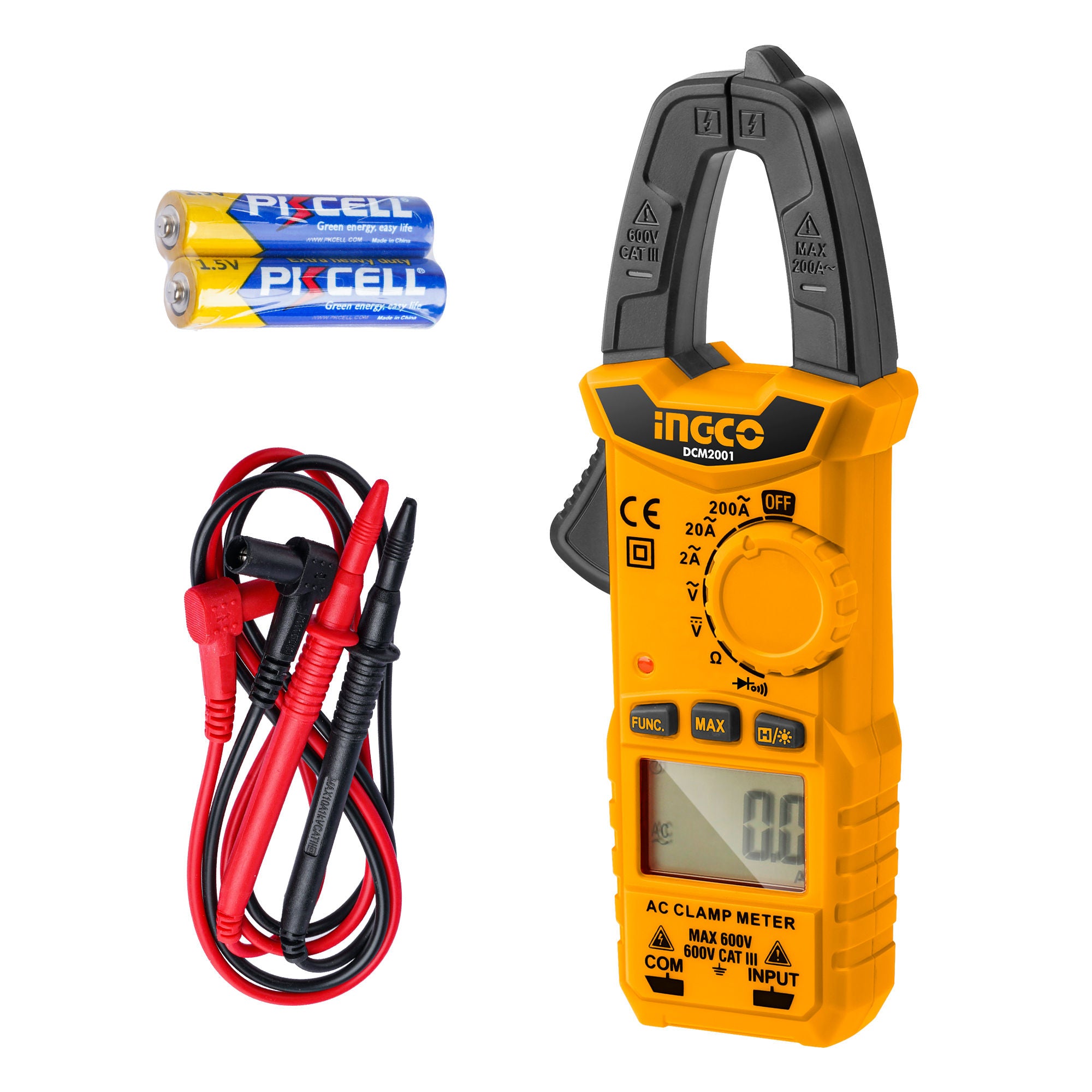 INGCO Digital AC Clamp Meter, 2000/4000 Count True RMS, AC/DC Voltage & Current Tester with NCV and Auto Power Off