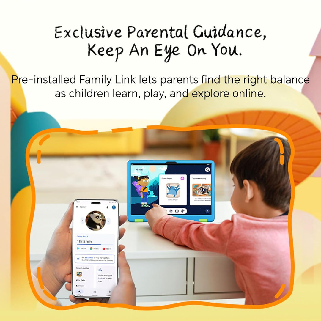 HONOR Pad X8a Kids Edition Wi-fi Tablet, 4GB RAM 128 GB ROM, 27.94cm(11") FHD Eye Comfort Display, 90Hz Refresh Rate, Parental Control, Kids Protective Case, Android 14, 4 Speakers, Grey