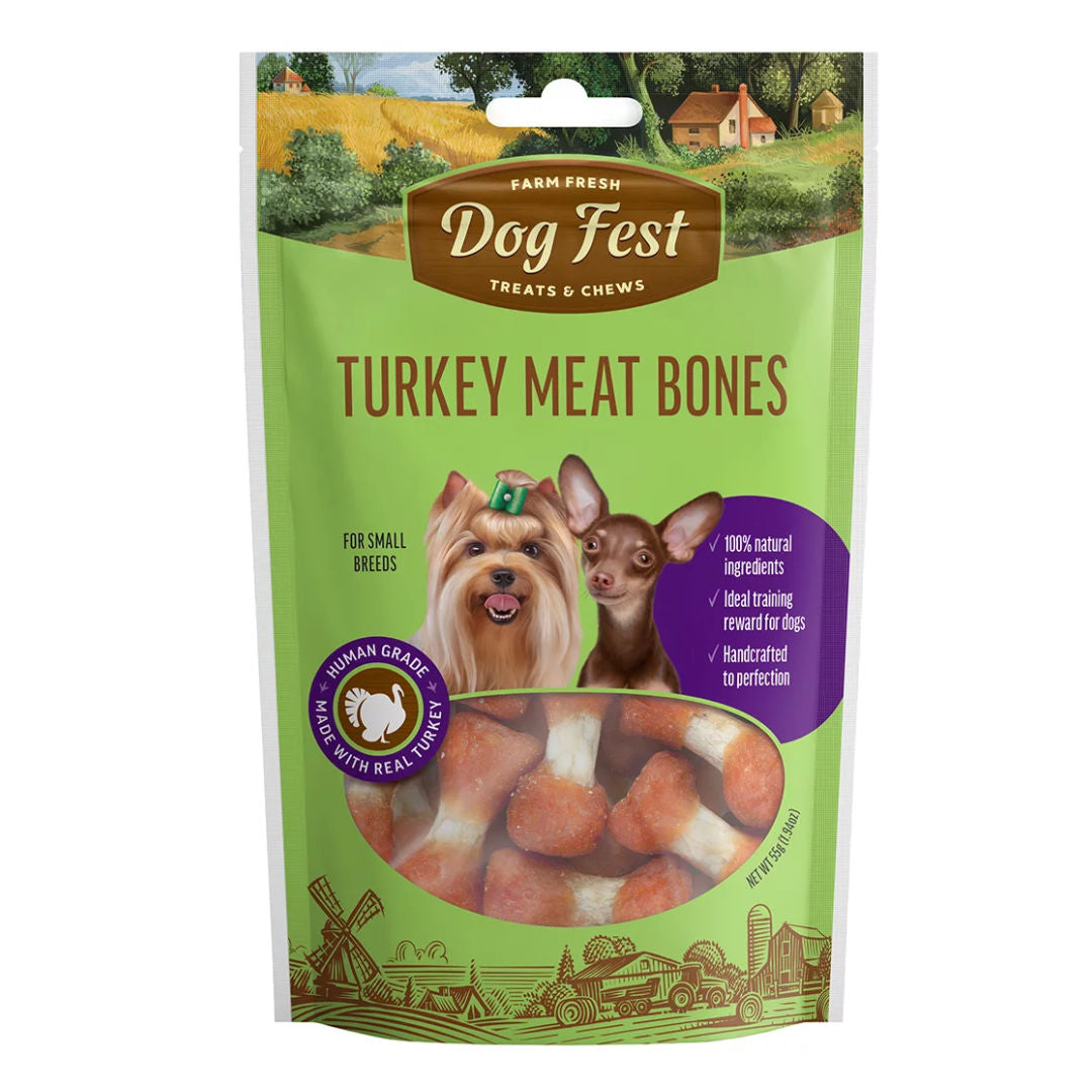 Dog Fest Turkey Meat Bones For Small Breeds, 55gm