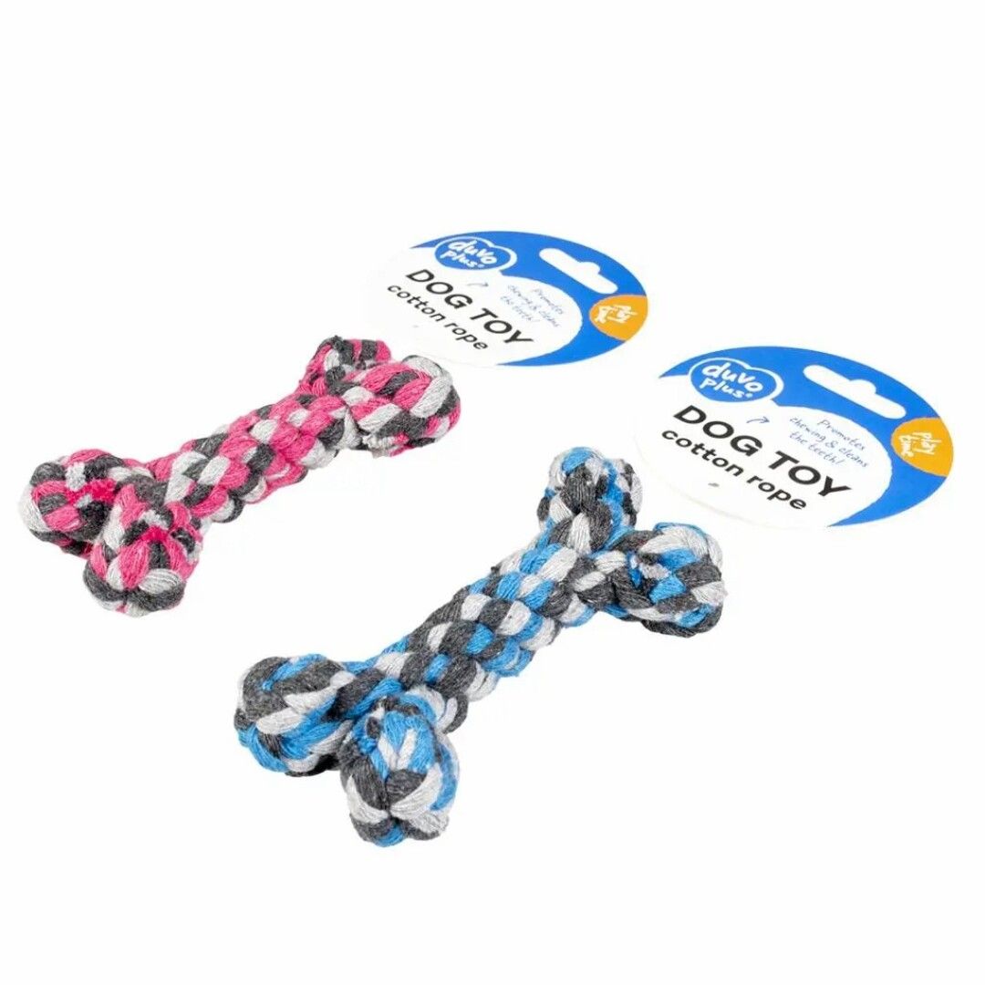 Duvo+ Knotted Cotton Bone Toy for Dogs, 8cm