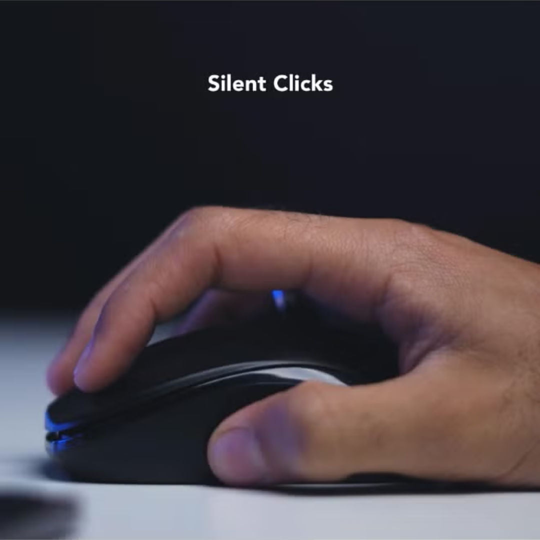 Blupebble Pebble Silent Wireless Mouse Dual Mode Bluetooth & 2.4GHz USB Receiver, Black