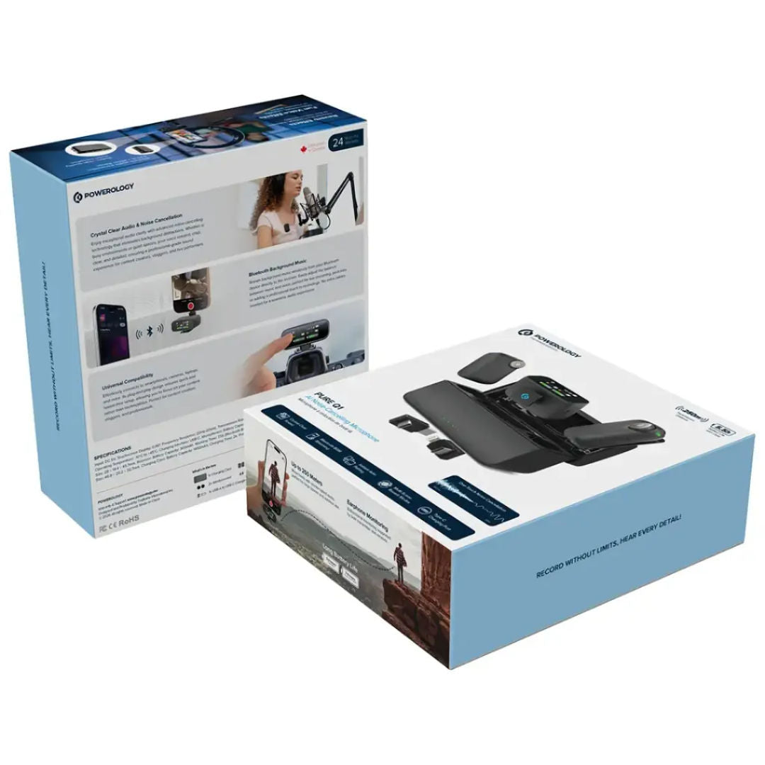 Powerology Pure Q1 AI Noise-Cancelling Microphone, Black