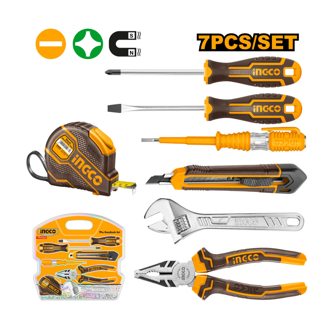 INGCO 7-Pieces Hand Tools Set, 7" Combo Pliers