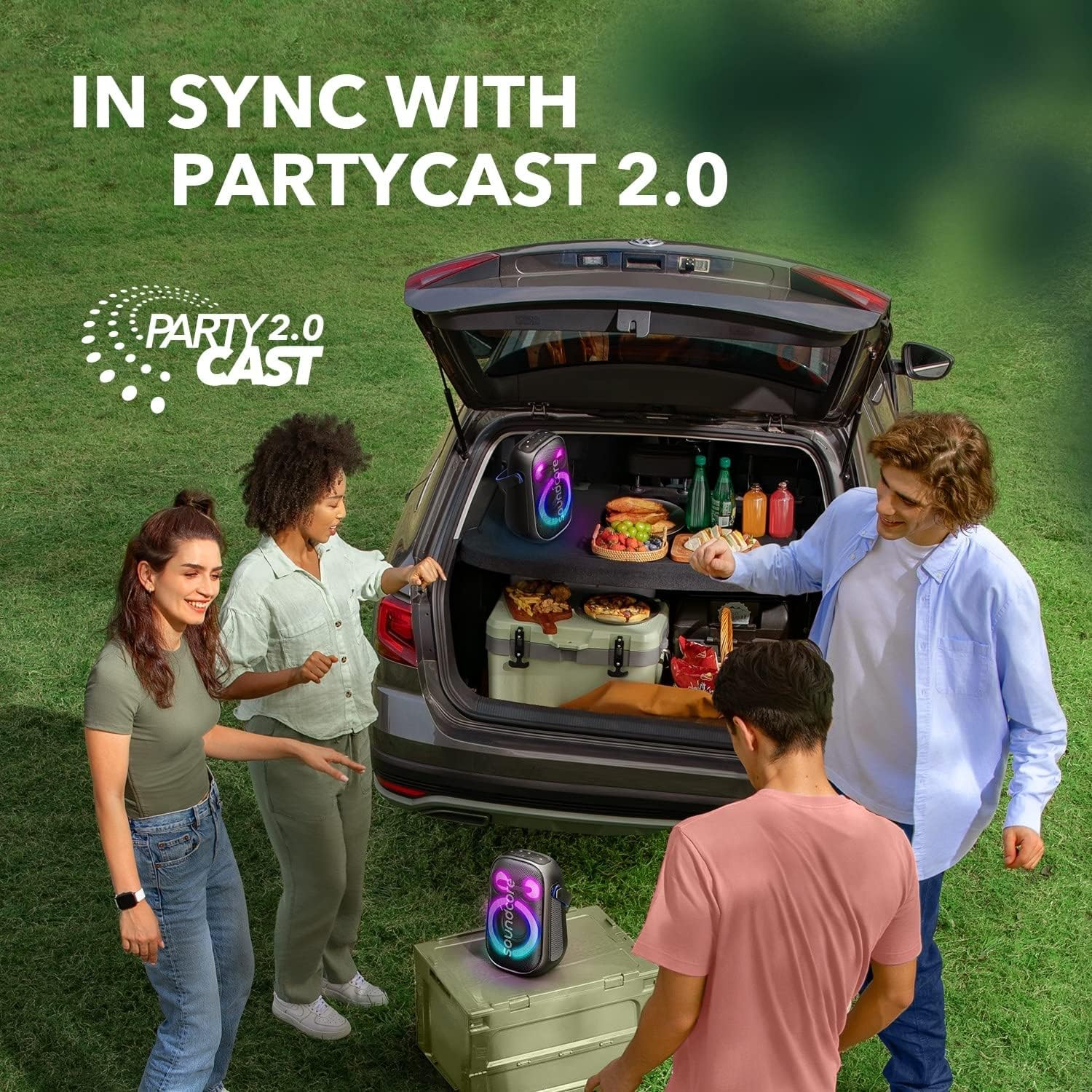 مكبر صوت الحفلات المحمول Anker Soundcore Rave Neo 2 المزود بتقنية BassUp و PartyCast 2.0، مع مدة تشغيل تصل إلى 18 ساعة، باللون الأسود