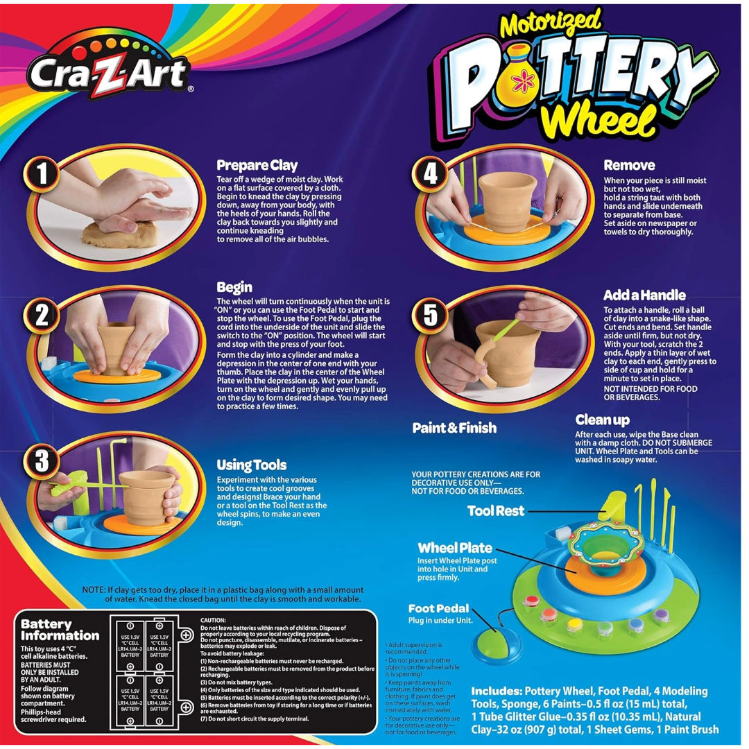 CRA-Z-Art Motorized POTTERY Wheel, Activity Set