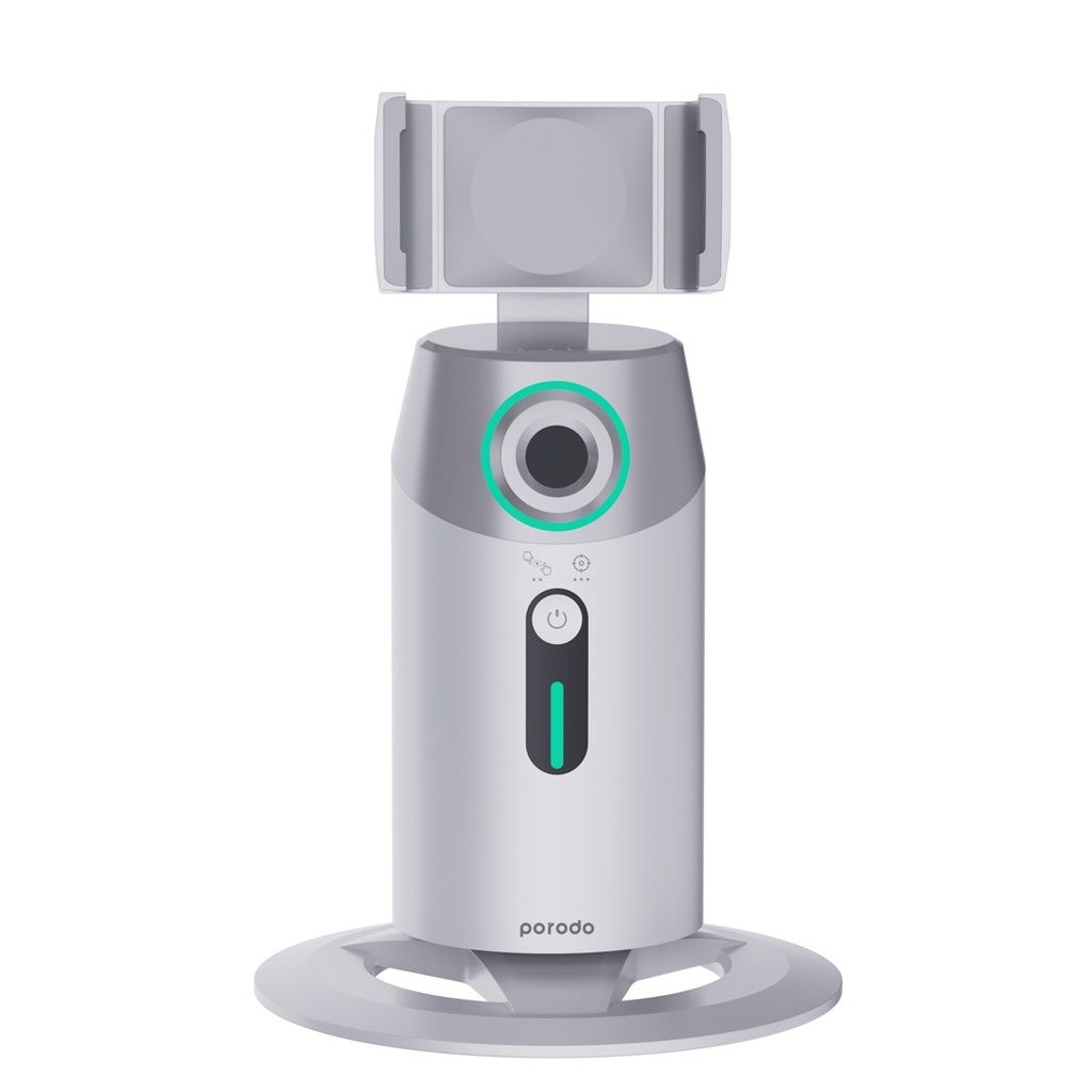 Porodo Gimbal with AI Face Tracking, Gesture Recognition & Remote Controller, White