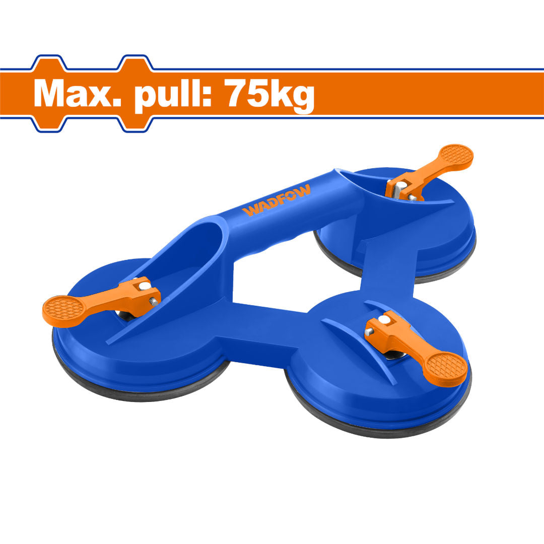 WADFOW Three-Claw Glass Sucker 75 kg, Ø115 mm Cups, ABS Handle