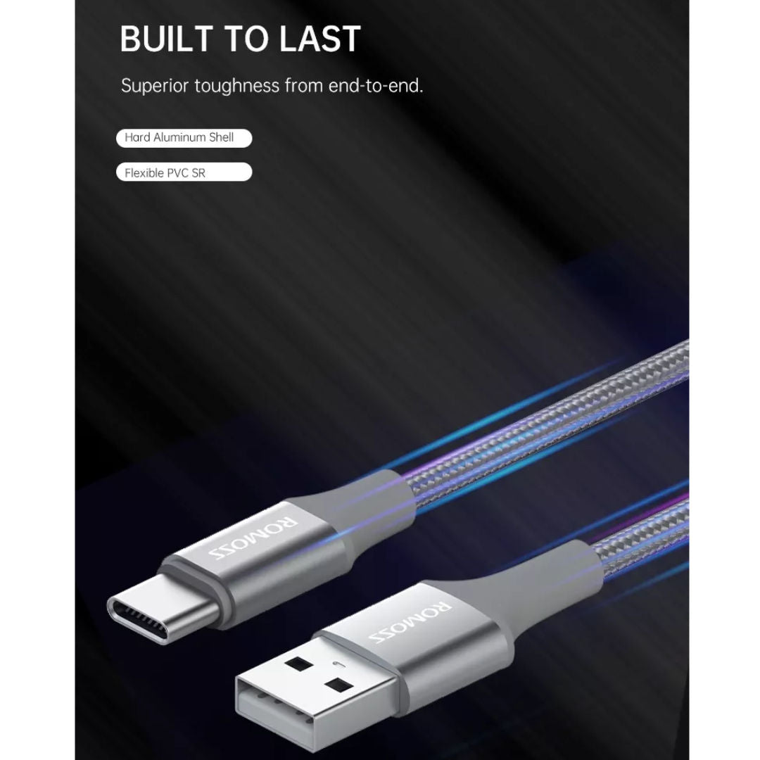 Romoss USB-A To USB-C Cable, 20W, CB3035, Gray