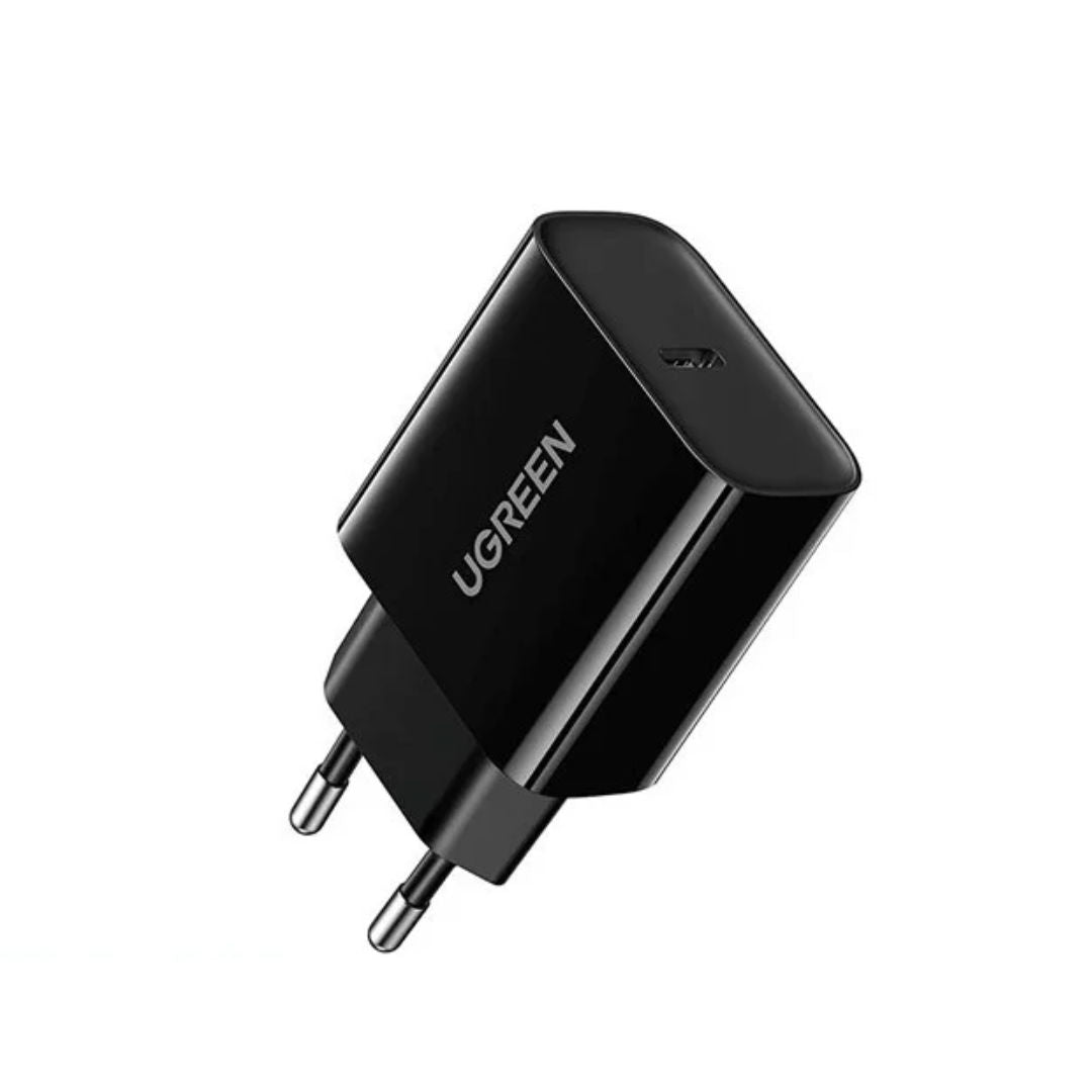 شاحن حائطي UGREEN CD137 بقدرة 20 واط مع منفذ USB-C لتزويد الطاقة، قابس الاتحاد الأوروبي، محول شحن سريع