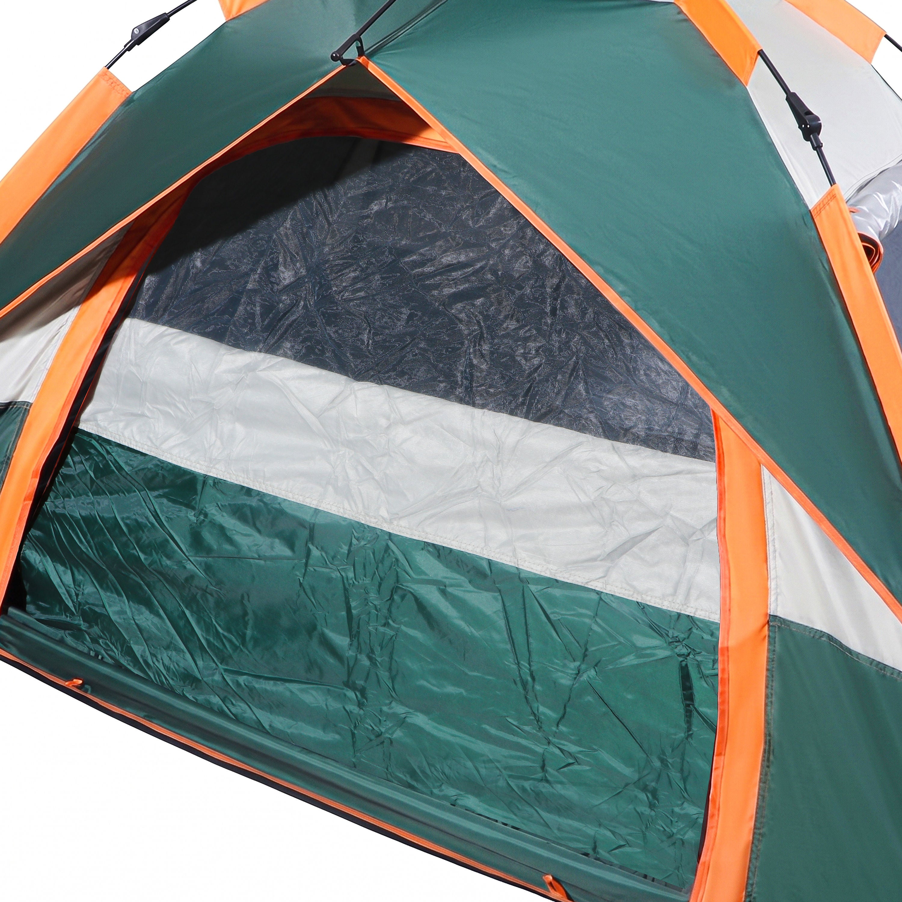 Automatic Pop-Up Hydraulic Camping Tent-Waterproof Outdoor Shelter, Green & Orange