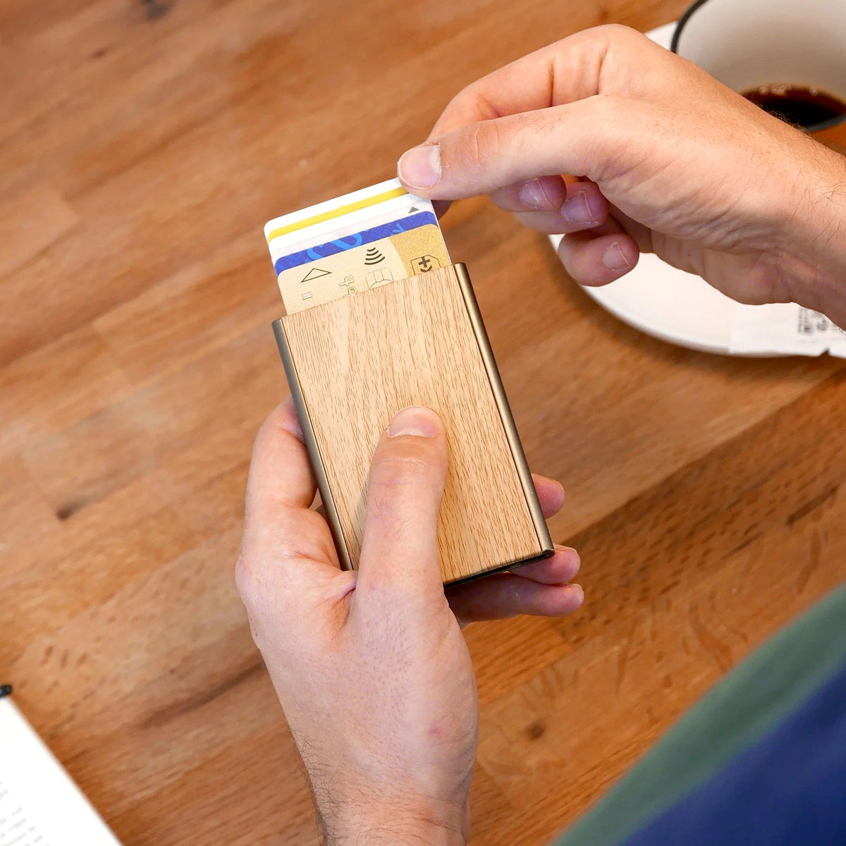 Ogon Automatic Slider Card Holder, Bamboo