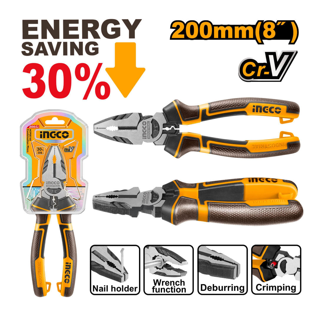 INGCO High Leverage Combination Pliers 8", 200mm
