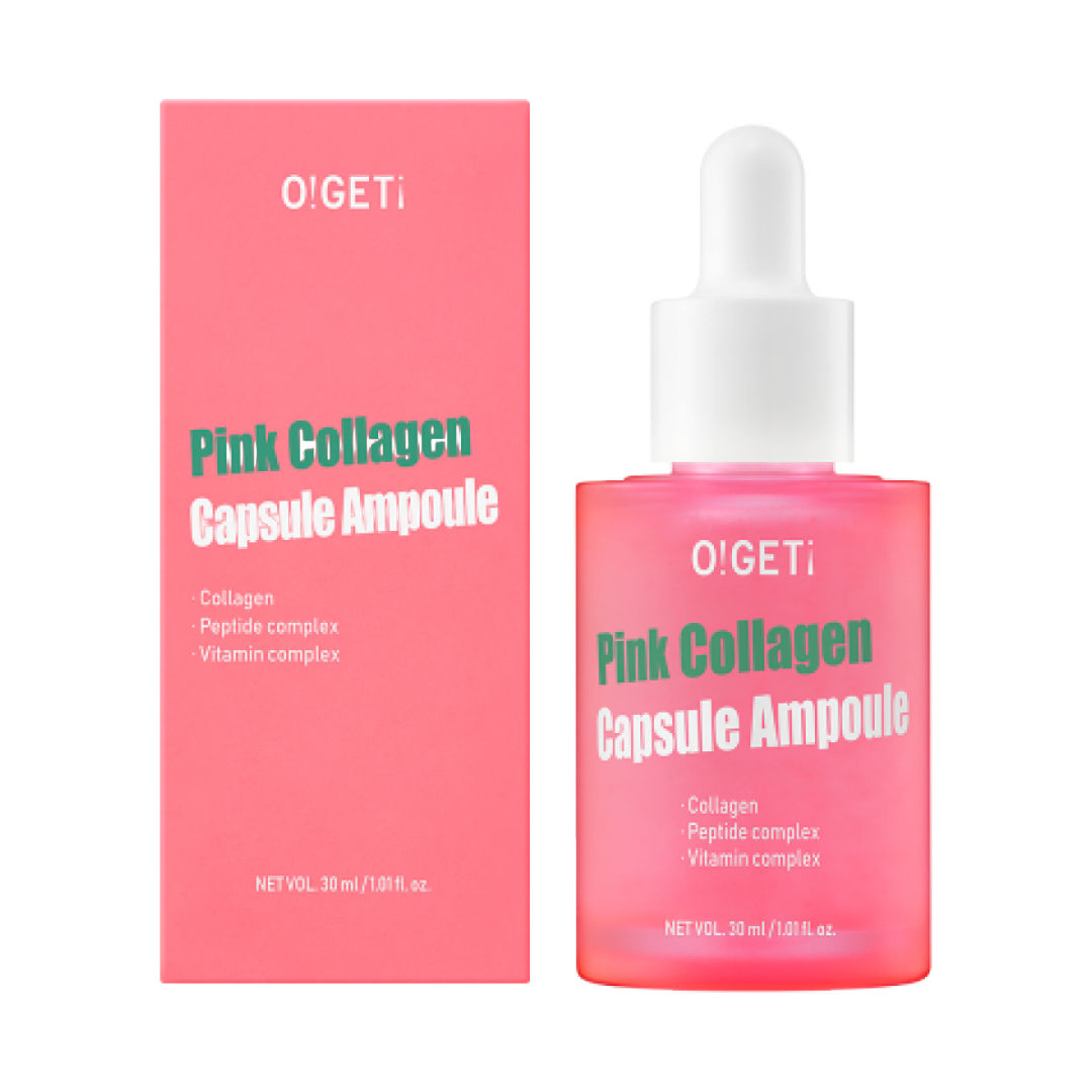 O!GETi Pink Collagen Capsule Ampoule, High Potency Firming Serum, 30ml