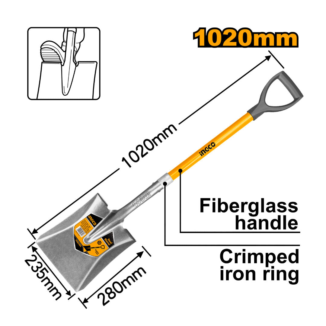INGCO Steel Shovel, Handle 1020mm