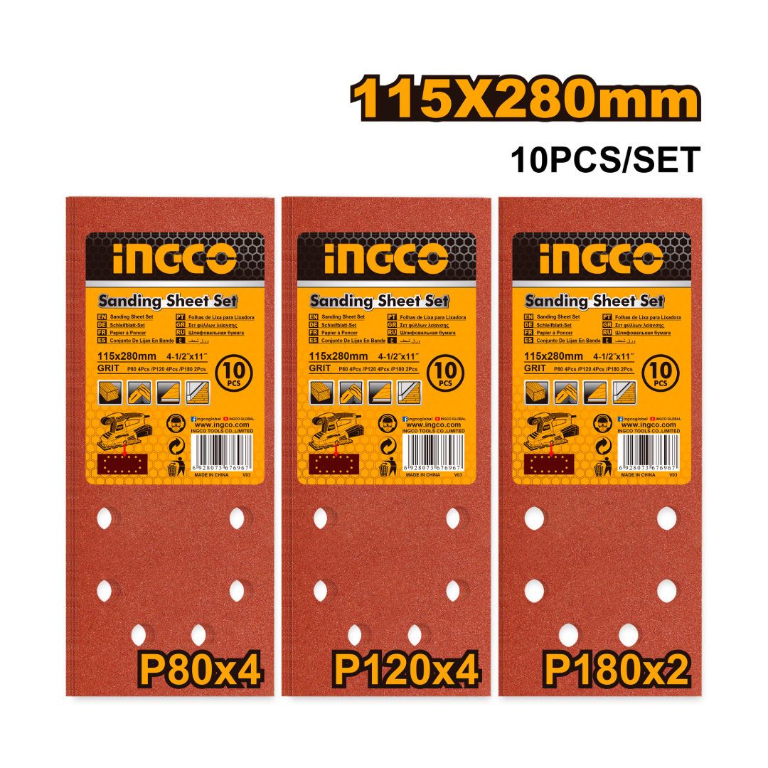 INGCO Sanding Sheets For Orbital Sander, 115x280mm