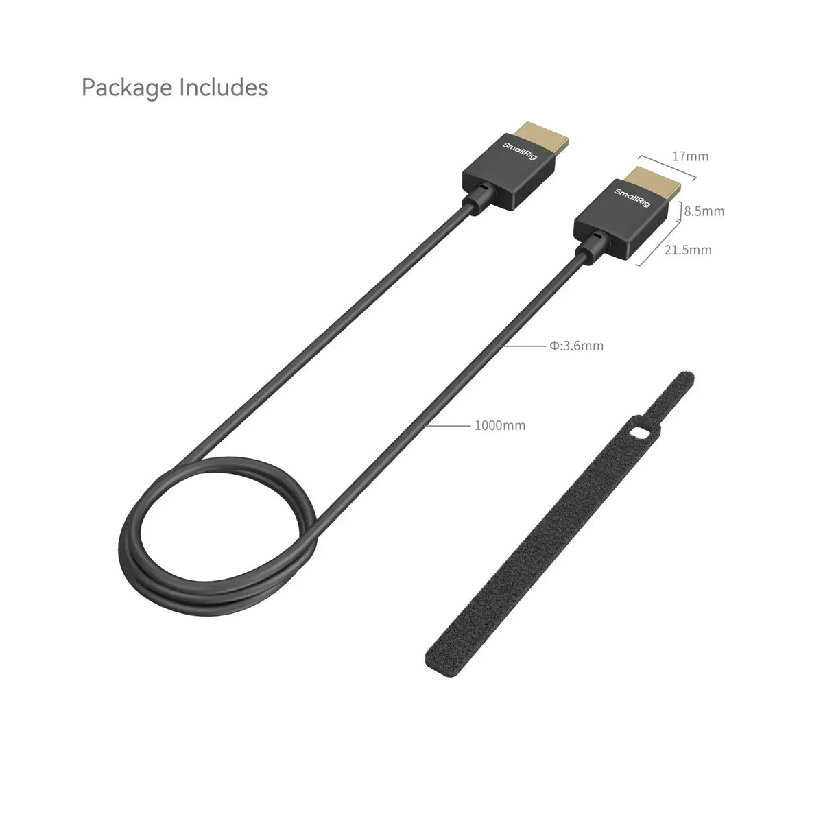 SmallRig Ultra-Slim 4K High-Speed HDMI to HDMI Cable, Full-Size Type-A, 3.3ft (100cm), 4794