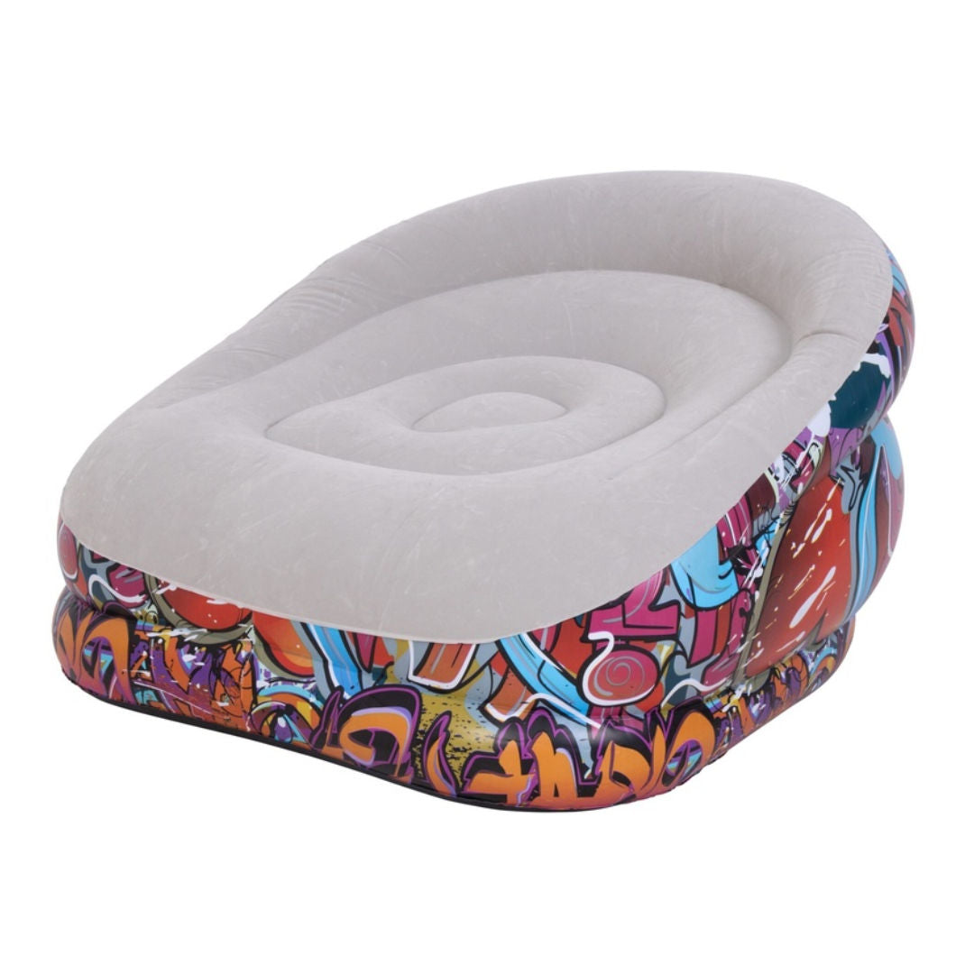 Jilong Avenli Armchair Flocked Lounge, Light Gray, 105x98x65cm