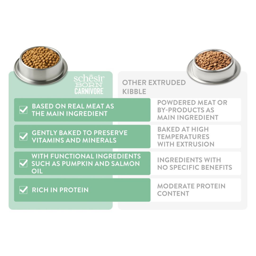 Schesir Born Carnivore Grain Free Oven Baked Dry Food, High-Protein For Cat, Chicken with Herring & Salmon, 1.25kg