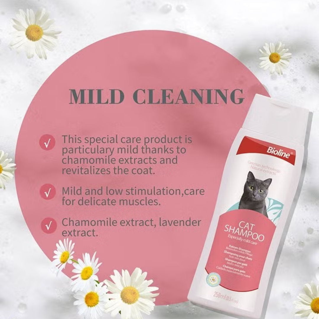 Bioline Mild Care Cat Shampoo, Chamomile with Lavender, 250ml