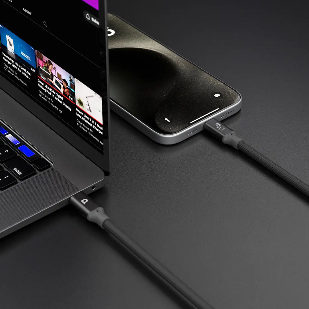 Powerology Power Sync Weave 240W USB-C to USB-C Cable, 3M, Gray