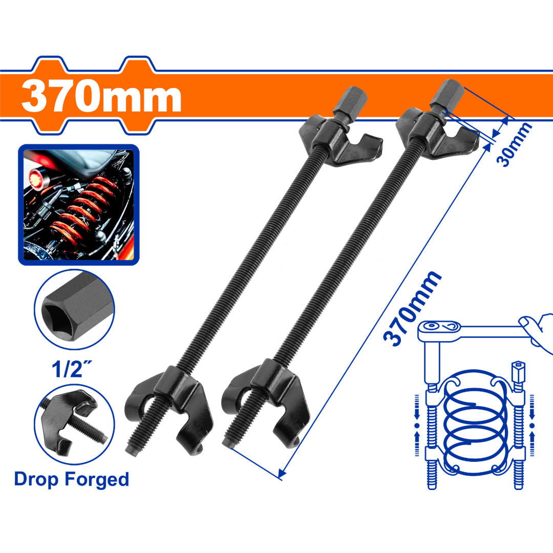 WADFOW Coil Spring Compressor Set, 370 mm, 1/2″ Drive, 2-Piece Drop-Forged & Heat-Treated Tool Kit