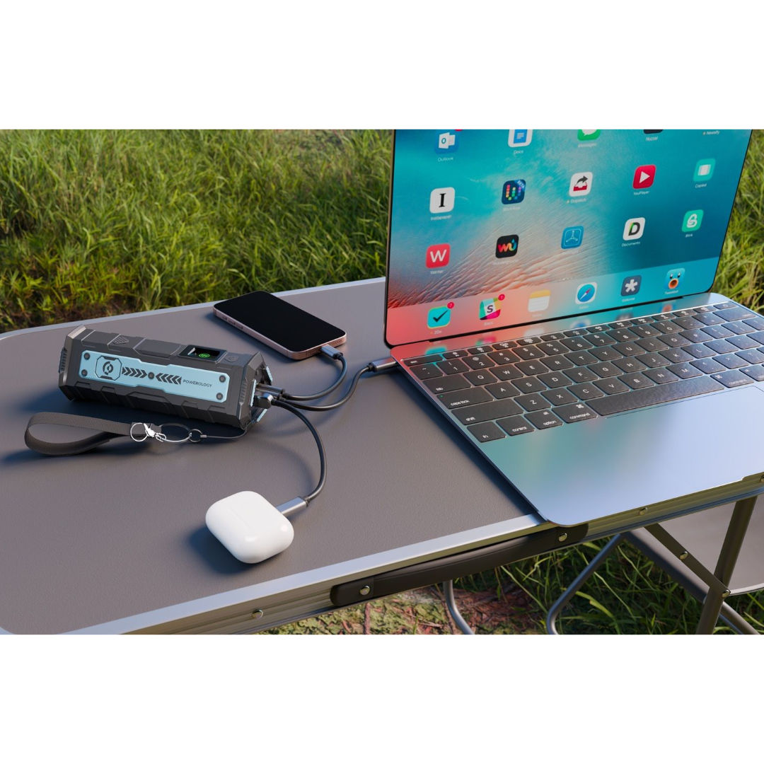 Powerology TorchPower 20000mAh Power Bank with Built-In Flashlight, Black