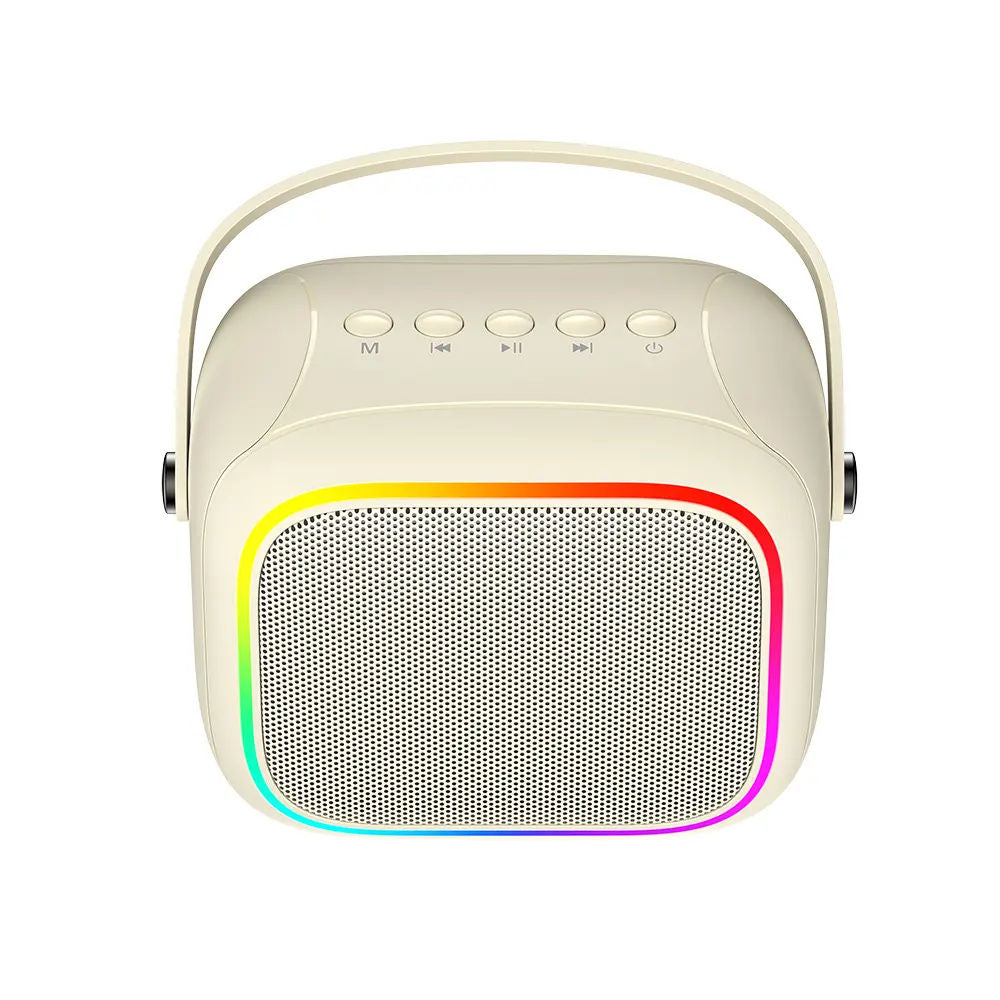 Havit SK818BT Mini Portable Karaoke Bluetooth Speaker with Microphone, LED Lights, 6–8H Playtime, Beige