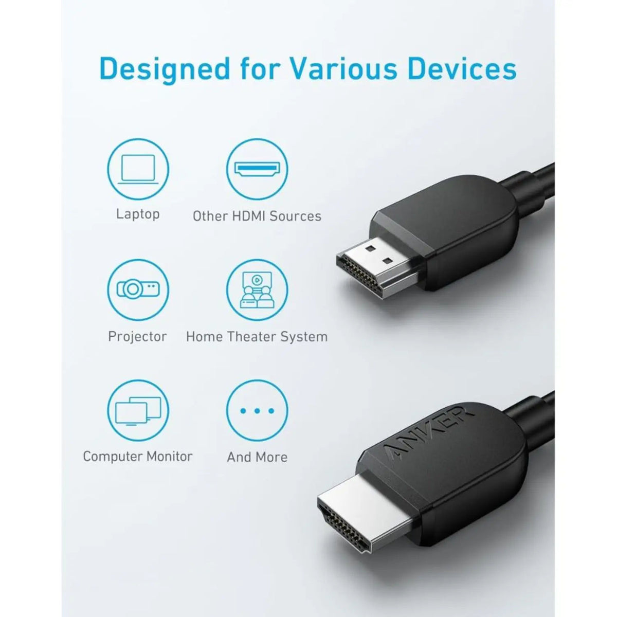 Anker 8K HDMI 2.1 Cable 6ft Black, A8742H11