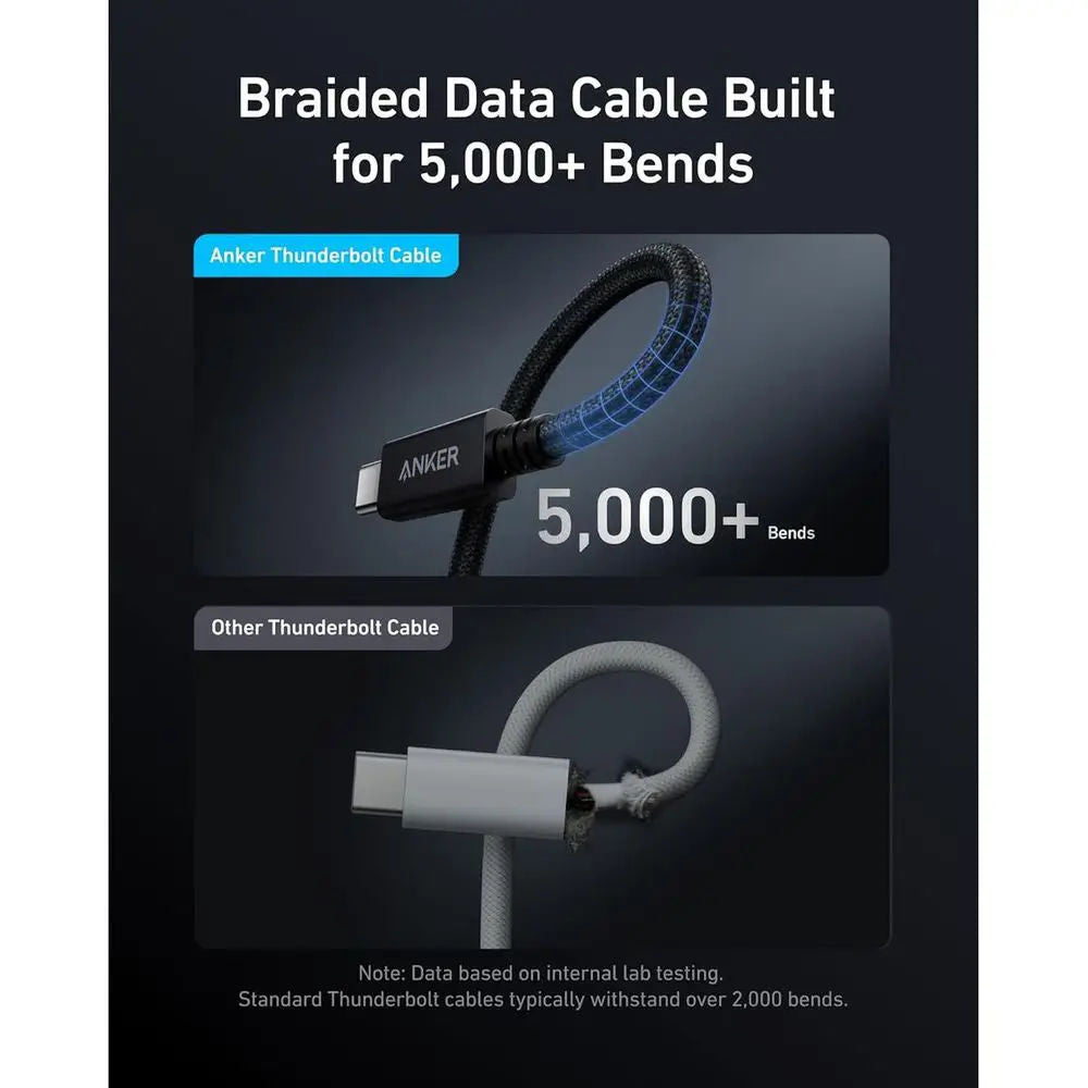كابل Anker Thunderbolt 4 USB-C بقوة 240 واط وسرعة 40 جيجابت في الثانية وطول 3.3 قدم، أسود، A84N0011