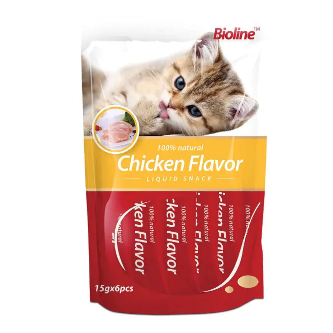 Bioline Cat Treats Liquid Snack, 15gm x 6-Pieces