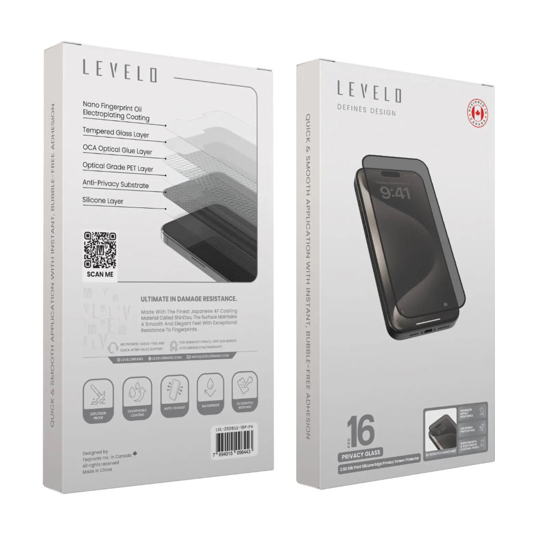 Levelo 3D Resin Glue High Silicone Aluminum Glass Screen Protector for iPhone 16 Series, Auto-Exhaust