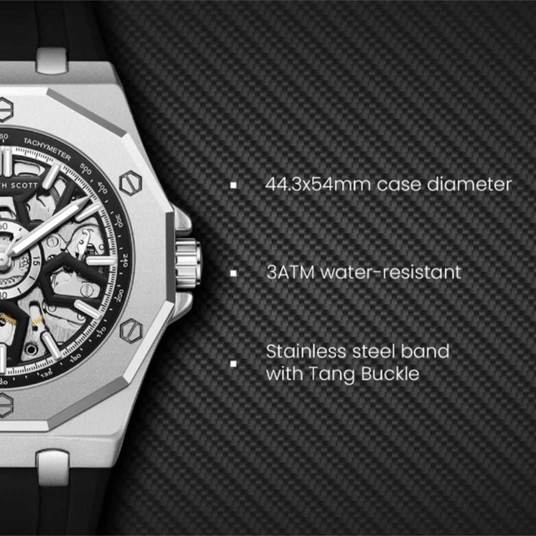 KENNETH SCOTT Men's Automatic Black Dial Watch, K25301 Series