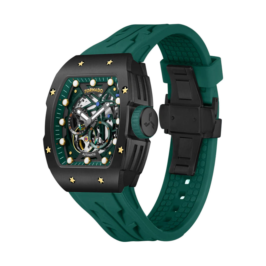 Tornado Men's Automatic Black Dial Watch, T24302-Bshb