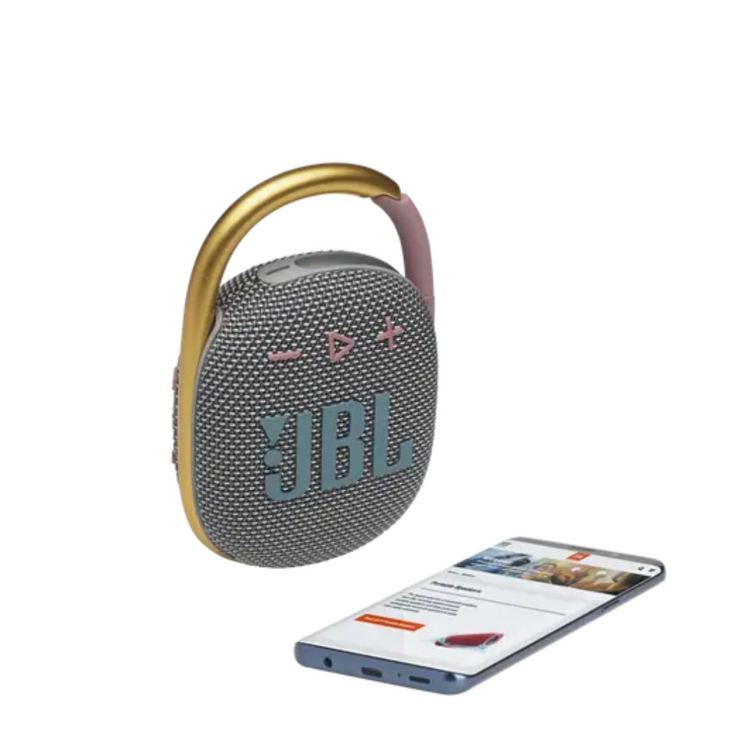 JBL Clip 4 Portable Mini Bluetooth Speaker, IP67 Waterproof, 10H Playtime, Grey