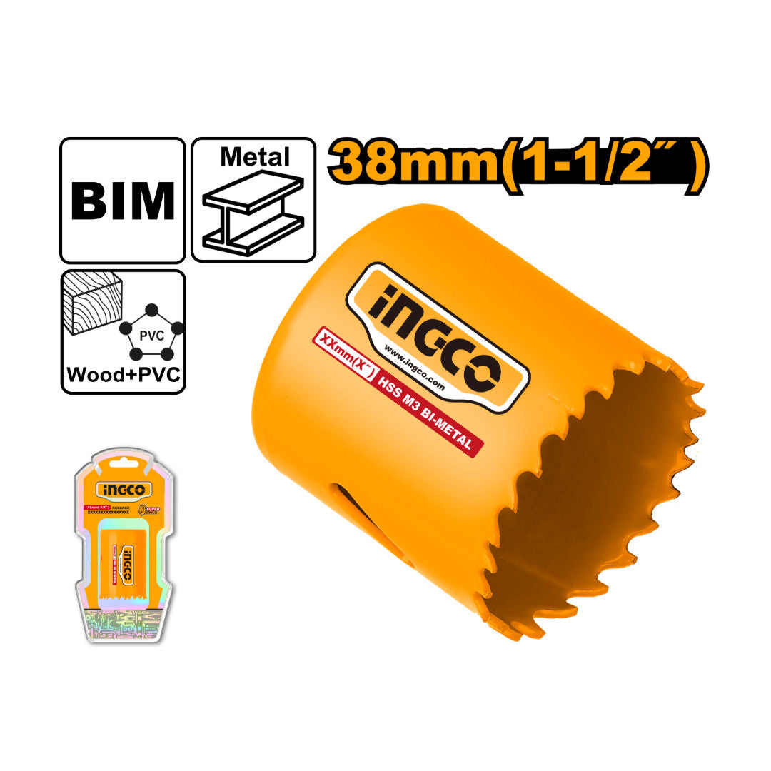 INGCO HSS Bi-Metal Hole Saw, 38mm Depth