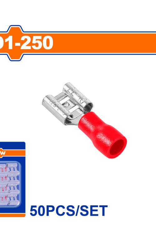 WADFOW Insulated Electrical Terminal Connector Sets, 50 Piece Wire Crimp Terminals, Color Coded, Blister Packed