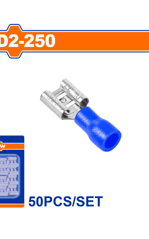 WADFOW Insulated Electrical Terminal Connector Sets, 50 Piece Wire Crimp Terminals, Color Coded, Blister Packed