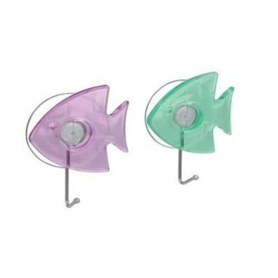 Metaltex Suction Hooks Fish Set of 2, Transparent