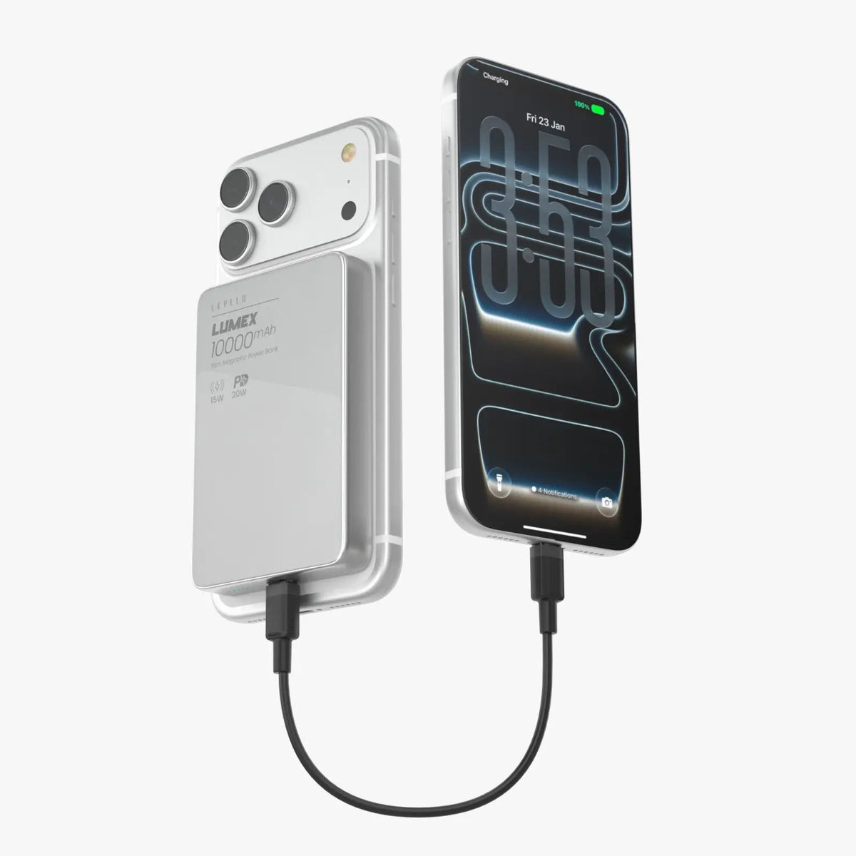 Levelo Lumex Slim Magnetic 10000mAh Power Bank, Lightweight and Travel-Friendly Build