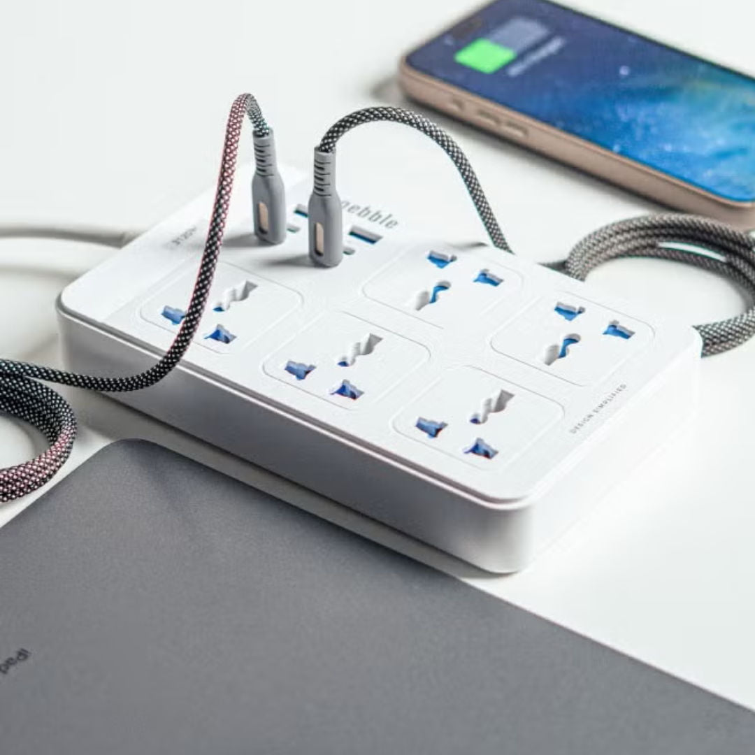 Blupebble Surge Protector 11 In 1 Universal Power Hub 3120W 4 Usb C 2M White