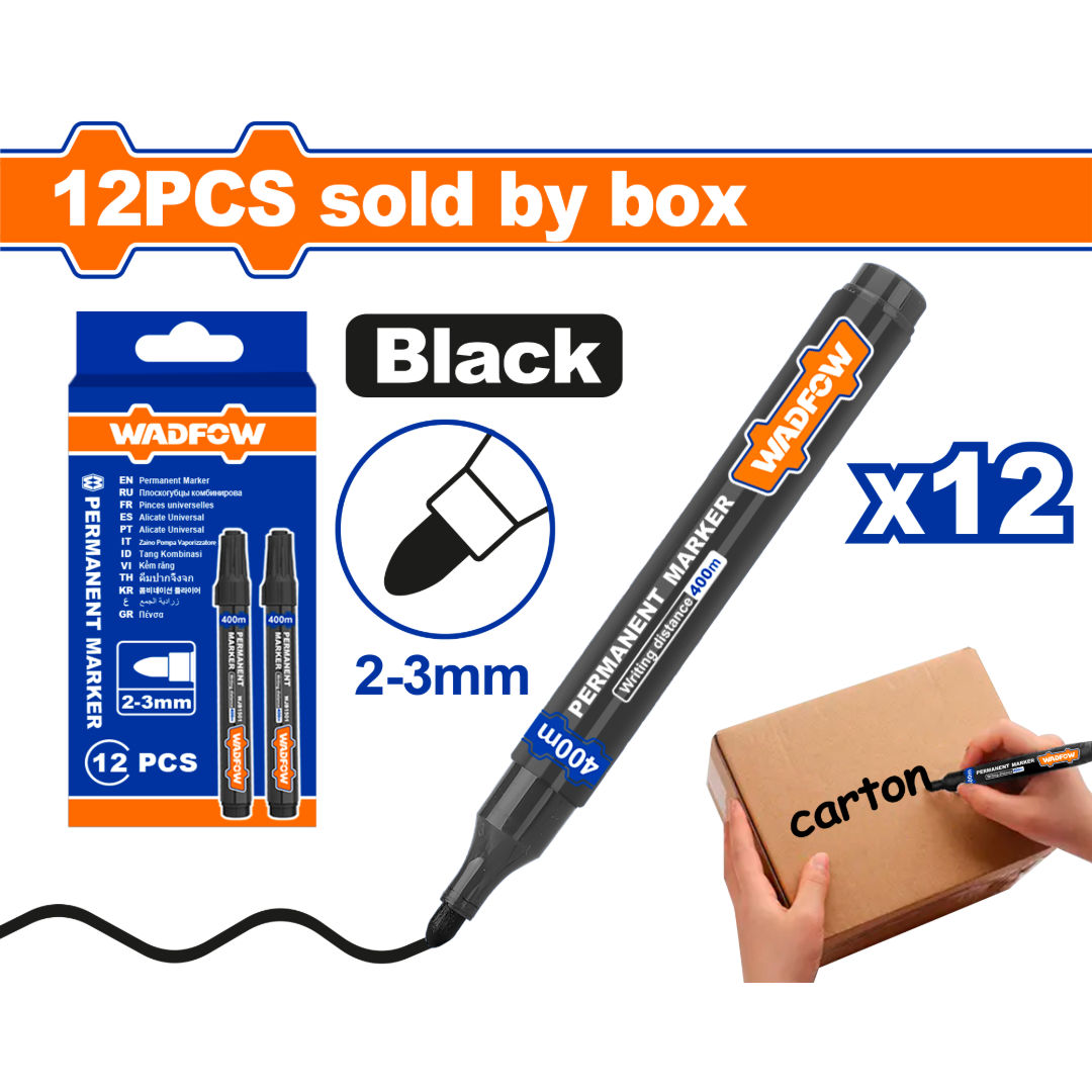 WADFOW Permanent Markers, 12-Pieces, 2-3mm