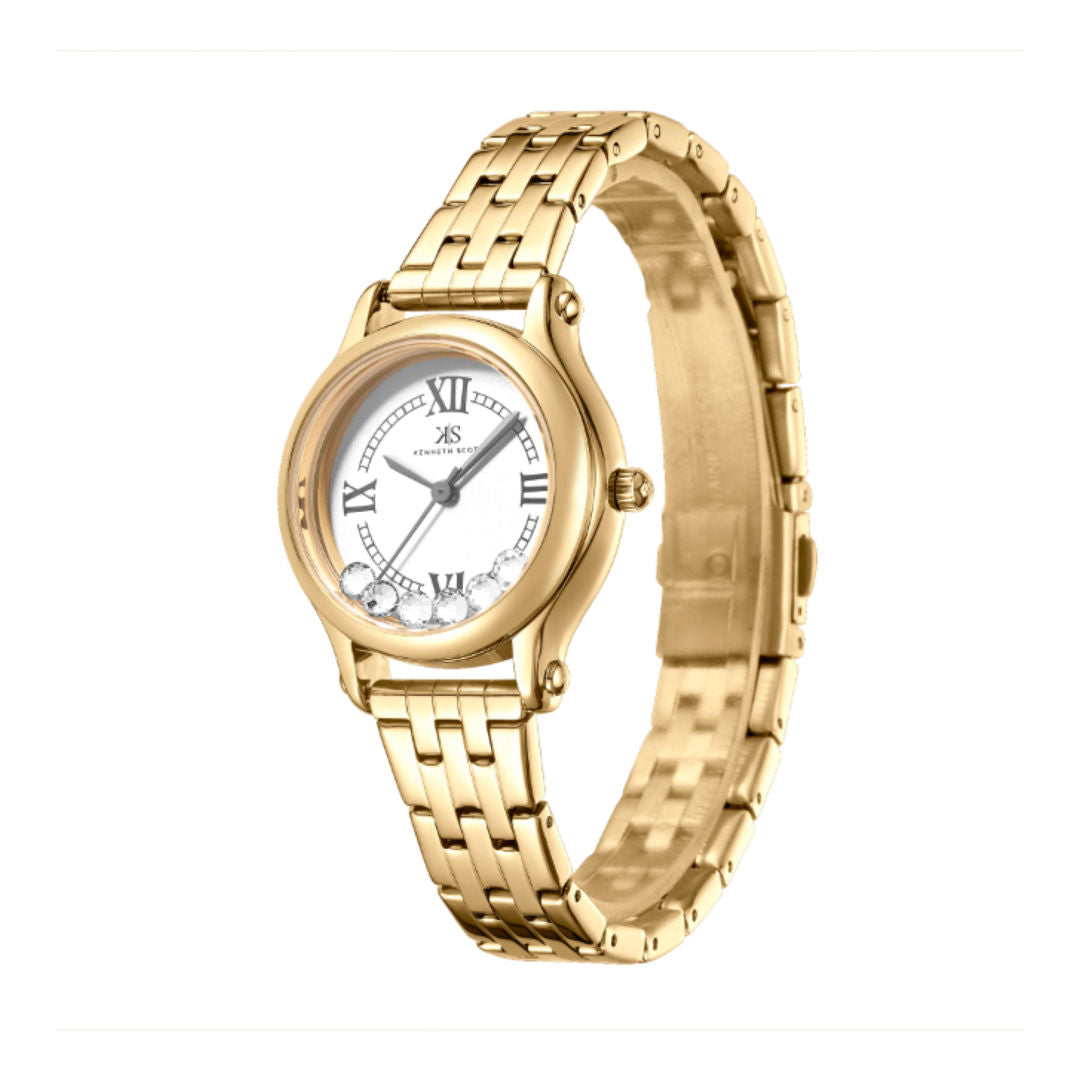 Kenneth Scott Women’s Analog Watch with Gold Stainless Bracelet, K25510-GBGW