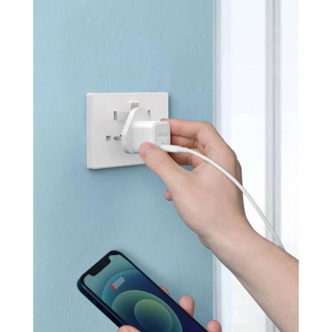 شاحن Anker PowerPort III بقدرة 20 واط ومزود بمنفذ USB-C، مكعب شحن سريع بتقنية PD، تصميم مدمج