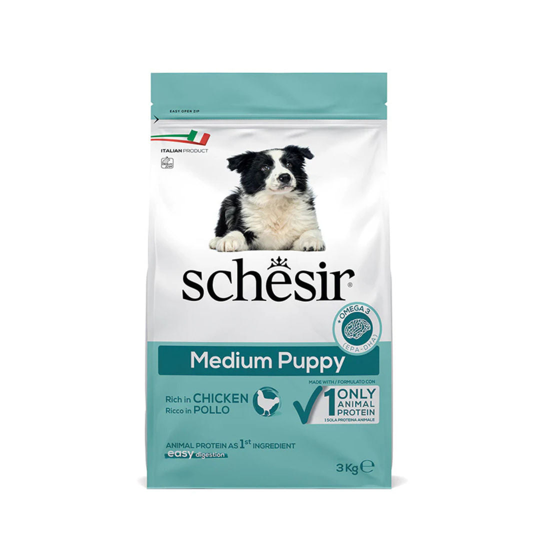 Schesir Medium Puppy Dry Dog Food with Chicken, 3kg