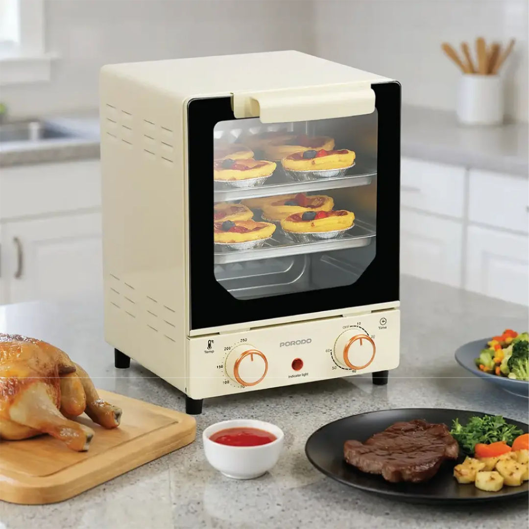 Porodo Lifestyle Vertical Design Temp Glass Mini Oven, White