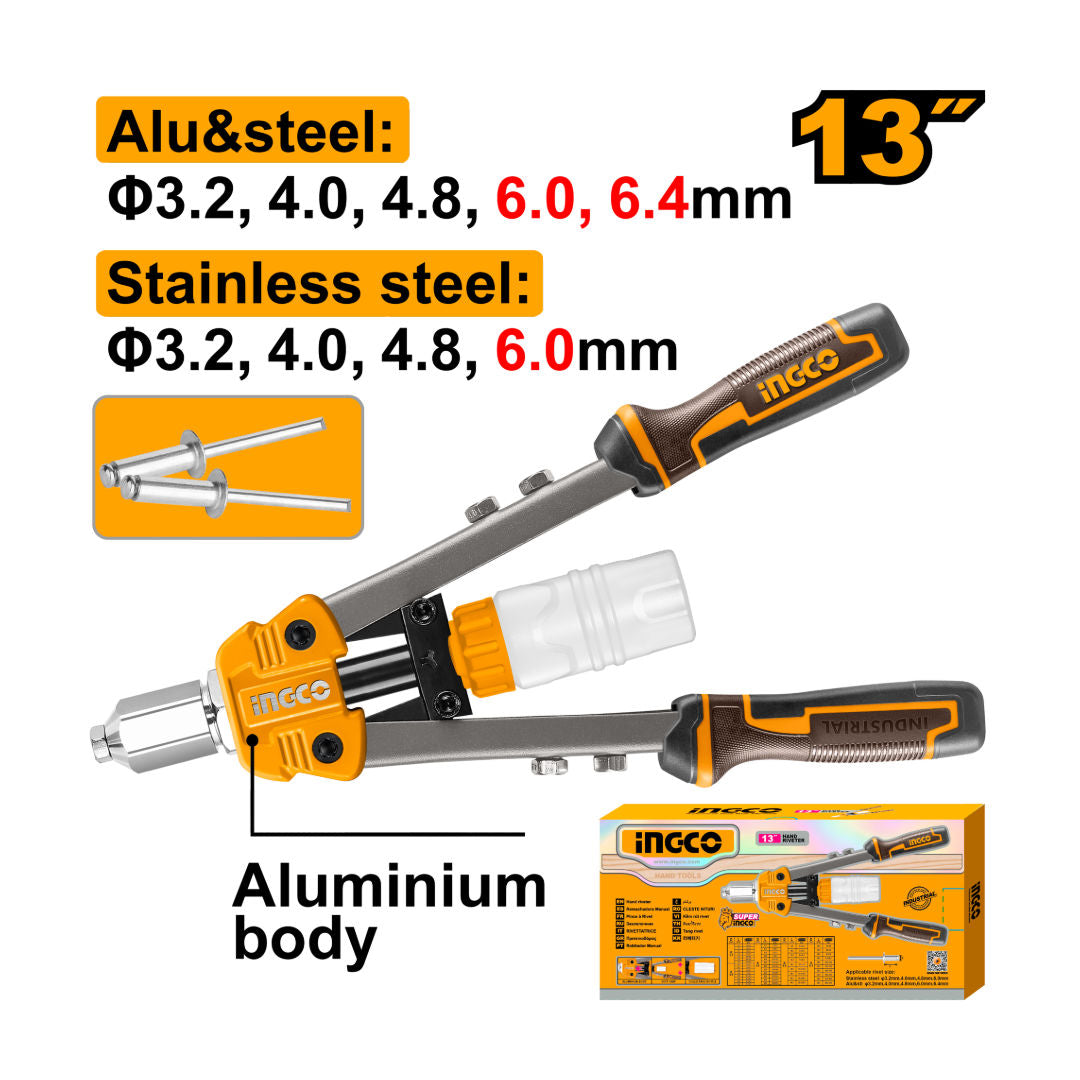 INGCO Hand Riveter 13″, Steel + Aluminum Body,