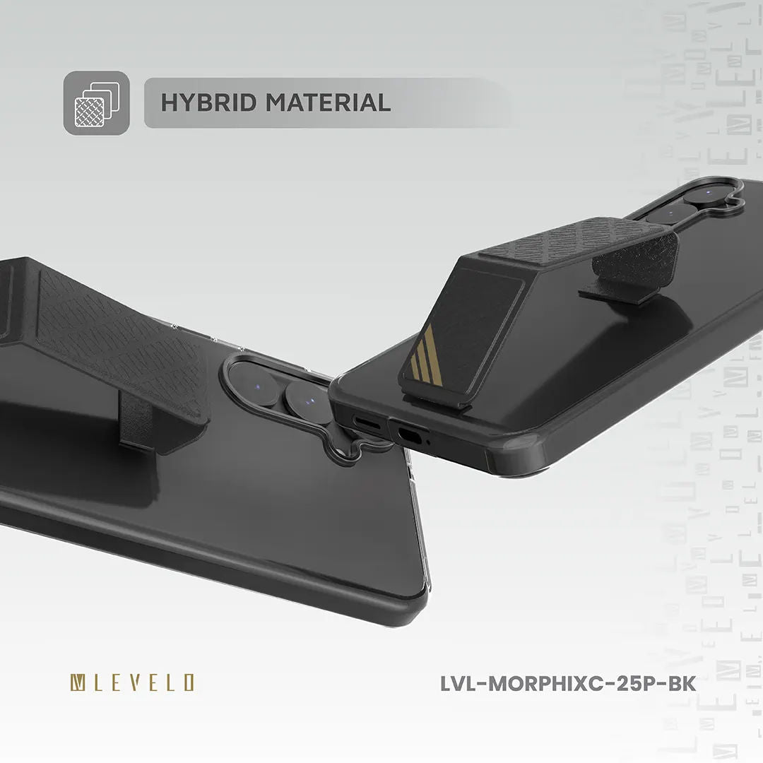 Levelo Morphix Clara Grip Case For Samsung S25 Plus, Black