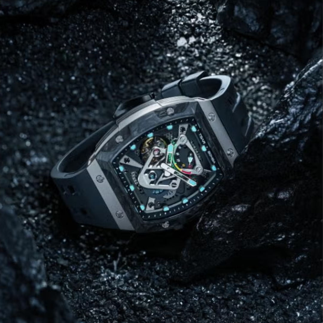 TSAR Bomba Men's Automatic Black Dial Black FKM Rubber Watch