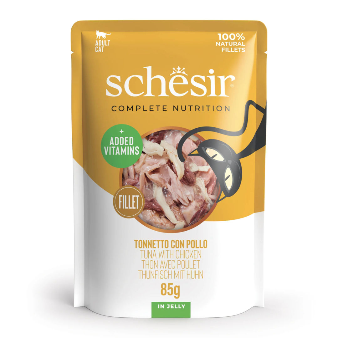 Schesir Complete & Balanced Nutrition Wet Cat Food in Jelly Pouch, 85g