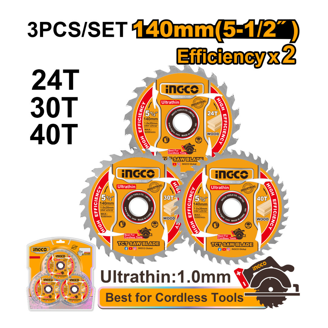 INGCO Ultra-Thin TCT Saw Blade Set, 3 Pieces